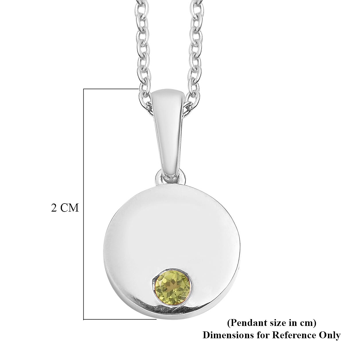 2 Piece Set - Peridot Cable Chain CL-35 and Pendant Sterling Silver 0.10 ct 0.100 Ct.