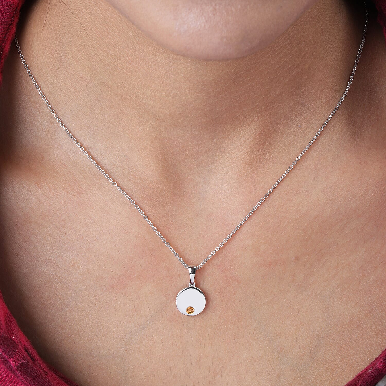 Citrine Pendant with Chain (Size 18) in Platinum Overlay Sterling Silver