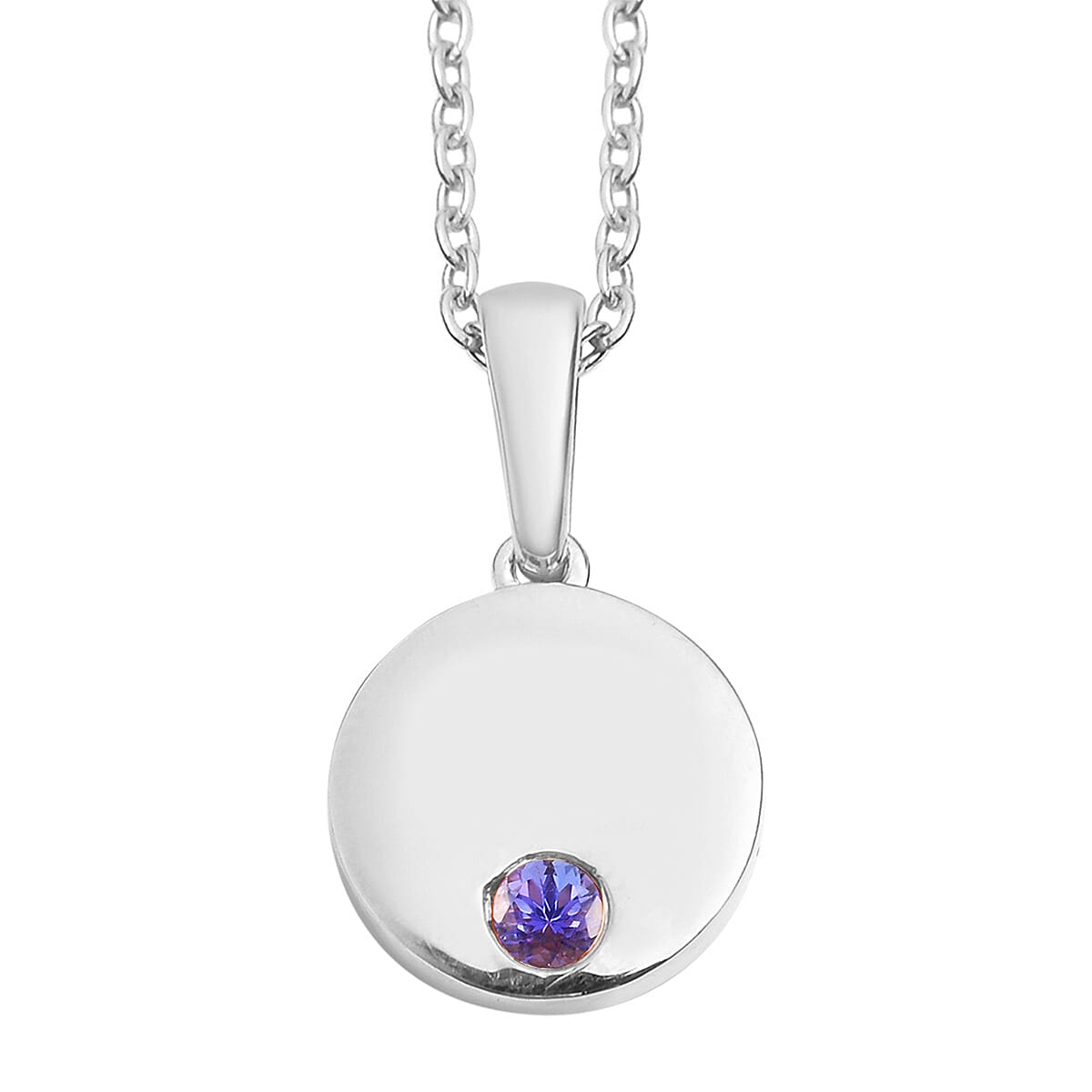 2 Piece Set -  Tanzanite Pendant and Cable Chain CL-35  Sterling Silver 0.10 ct  0.100  Ct.