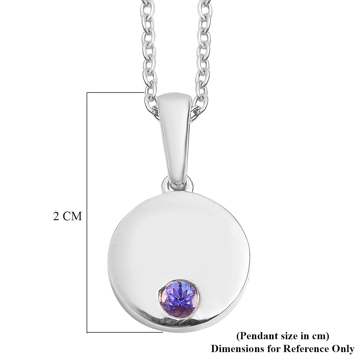 2 Piece Set -  Tanzanite Pendant and Cable Chain CL-35  Sterling Silver 0.10 ct  0.100  Ct.