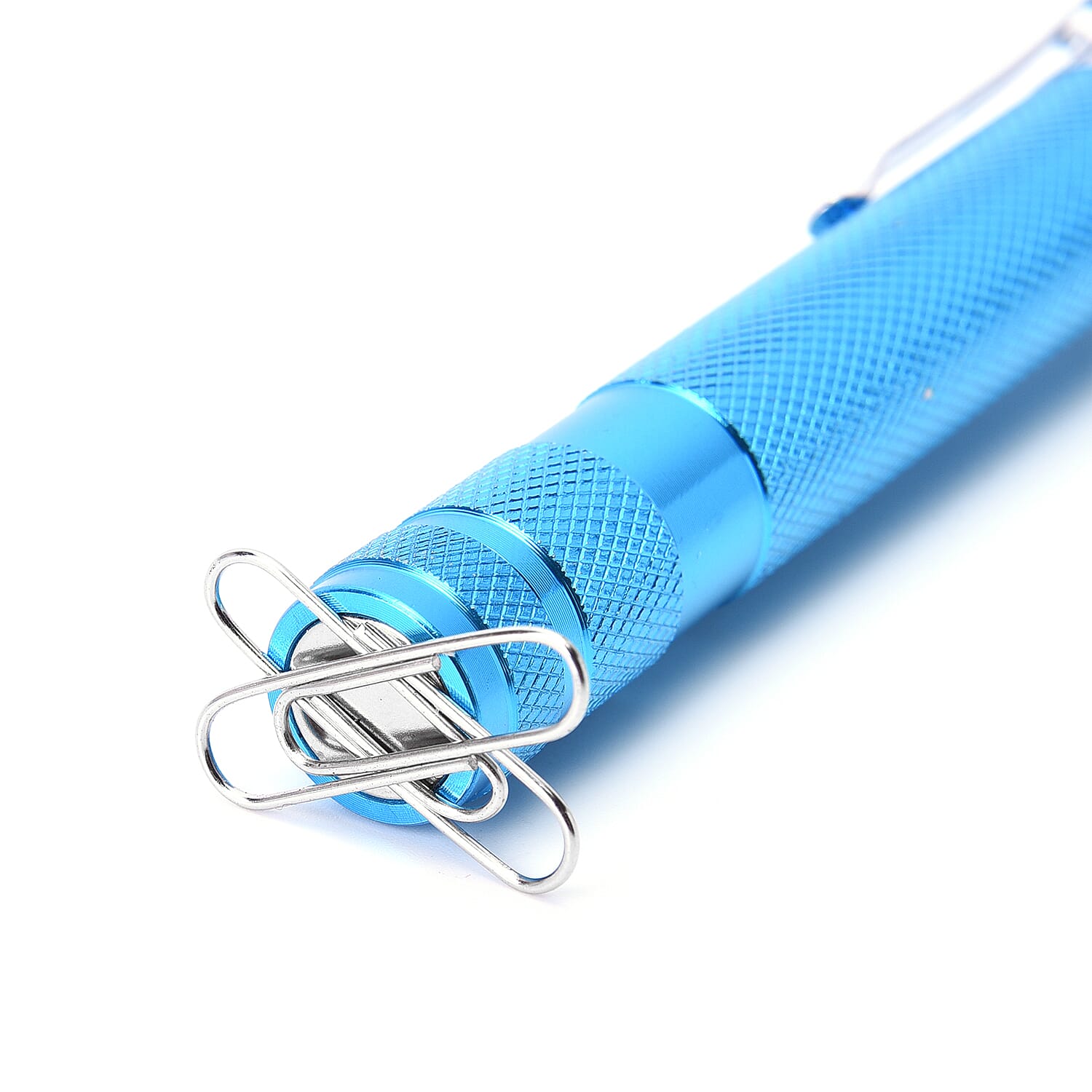 2 Piece Set - 360 Degree Flexible Head 3 LED Magnetic Flashlight (Size 17x2.2 Cm) (4XLR44 Battery Included) - Cyan Colour