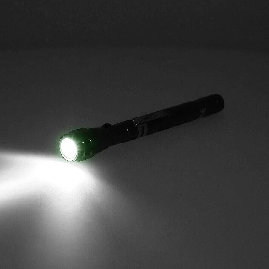 2 Piece Set - 360 Degree Flexible Head 3 LED Magnetic Flashlight (Size 17x2.2 Cm) (4XLR44 Battery Included) - Green Colour