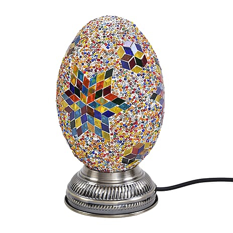 Handmade Egg Shaped Turkish Mosaic Table Lamp - Multi