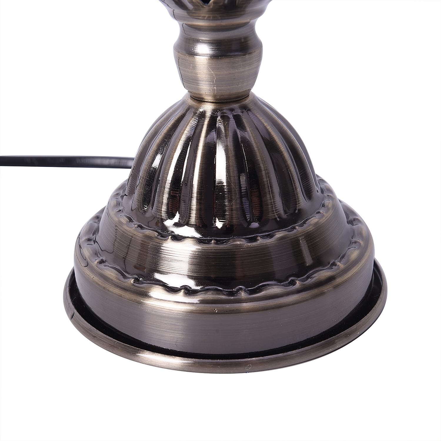 Handmade Turkish Blue Glass Mosaic Table Lamp with Bronze Base (Size 28x10cm)