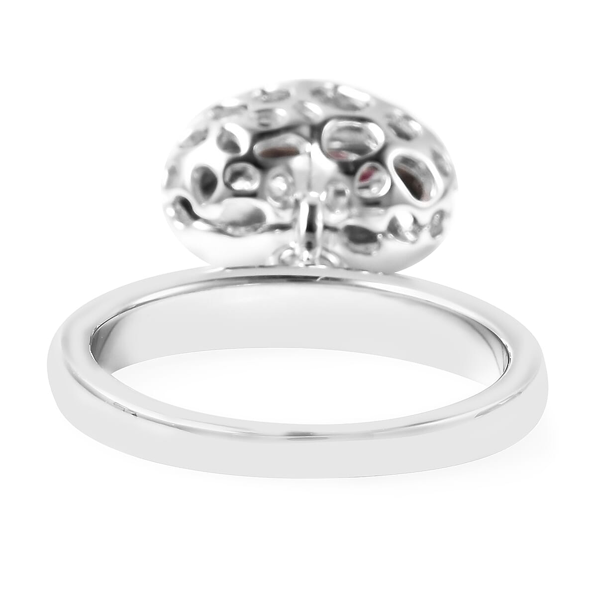 RACHEL GALLEY Angel Heart Collection - African Ruby Lattice Heart Charm Ring in Rhodium Overlay Sterling Silver