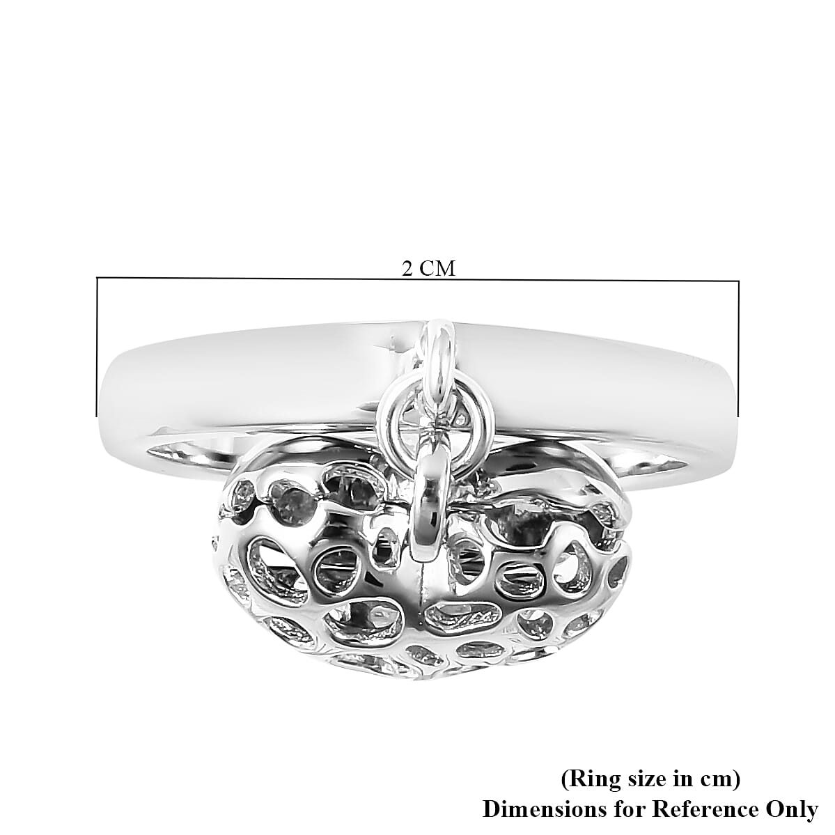 RACHEL GALLEY Angel Heart Collection - African Ruby Lattice Heart Charm Ring in Rhodium Overlay Sterling Silver