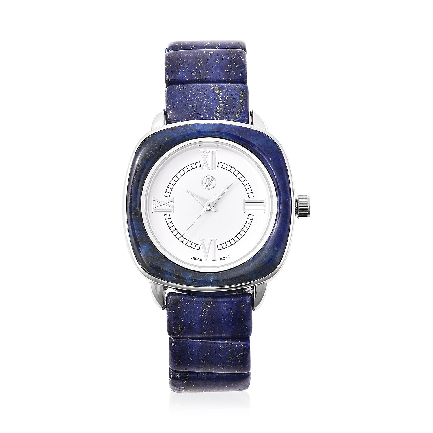 2 Piece Set - GENOA Japanese Movement Lapis Lazuli Water Resistant Watch in Stainless Steel and Stretchable Bracelet (Size 6.50) 363.50 Ct.