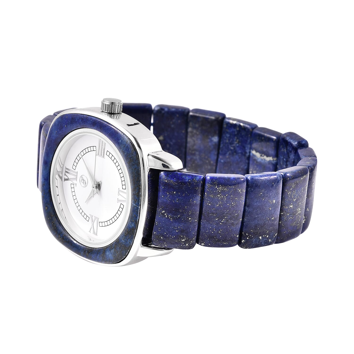 2 Piece Set - GENOA Japanese Movement Lapis Lazuli Water Resistant Watch in Stainless Steel and Stretchable Bracelet (Size 6.50) 363.50 Ct.