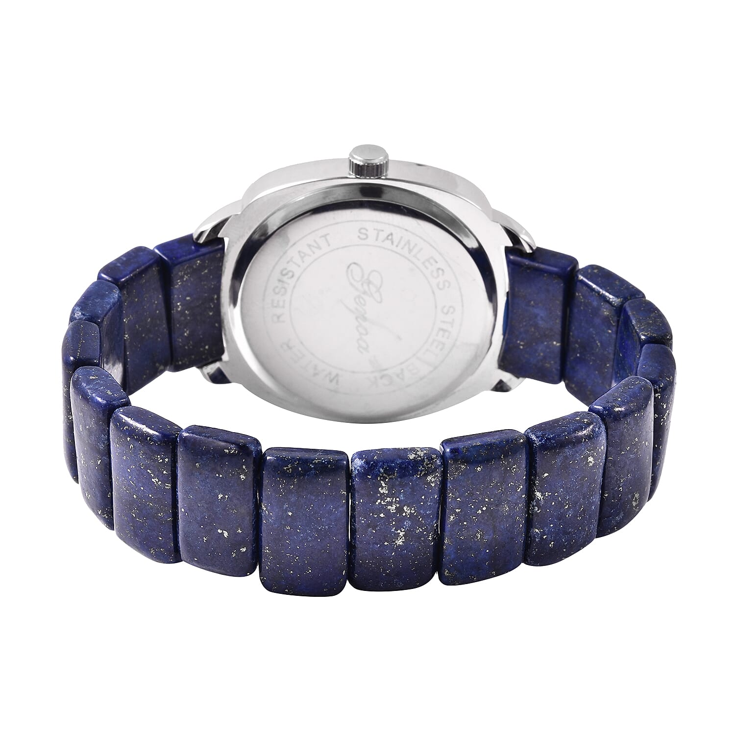 2 Piece Set - GENOA Japanese Movement Lapis Lazuli Water Resistant Watch in Stainless Steel and Stretchable Bracelet (Size 6.50) 363.50 Ct.