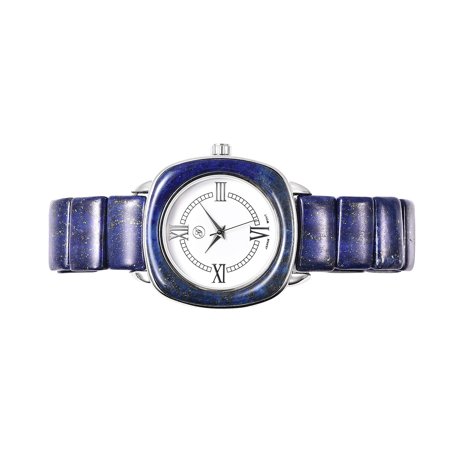 2 Piece Set - GENOA Japanese Movement Lapis Lazuli Water Resistant Watch in Stainless Steel and Stretchable Bracelet (Size 6.50) 363.50 Ct.