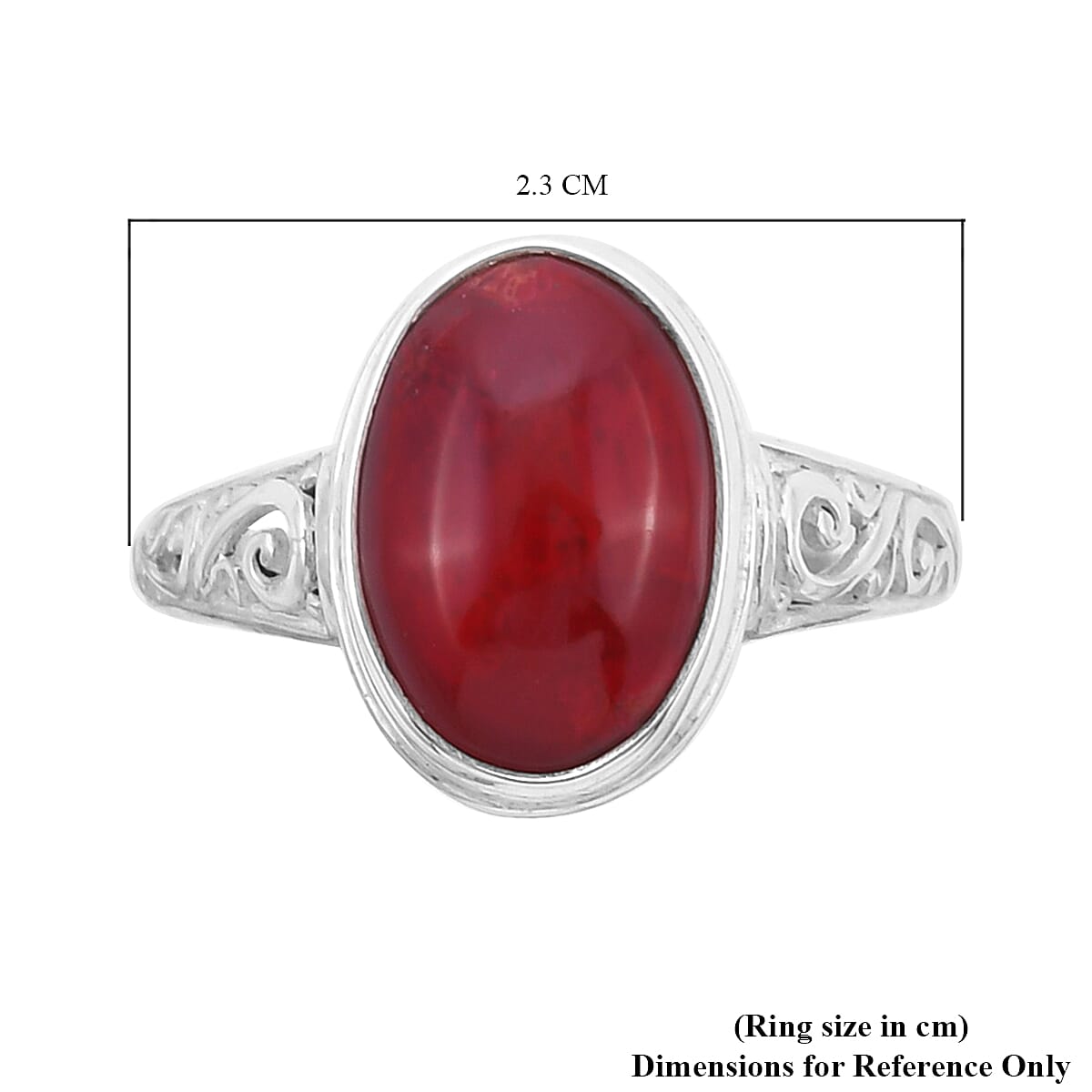 Royal Bali Collection - Sponge Coral Solitaire Ring in Sterling Silver