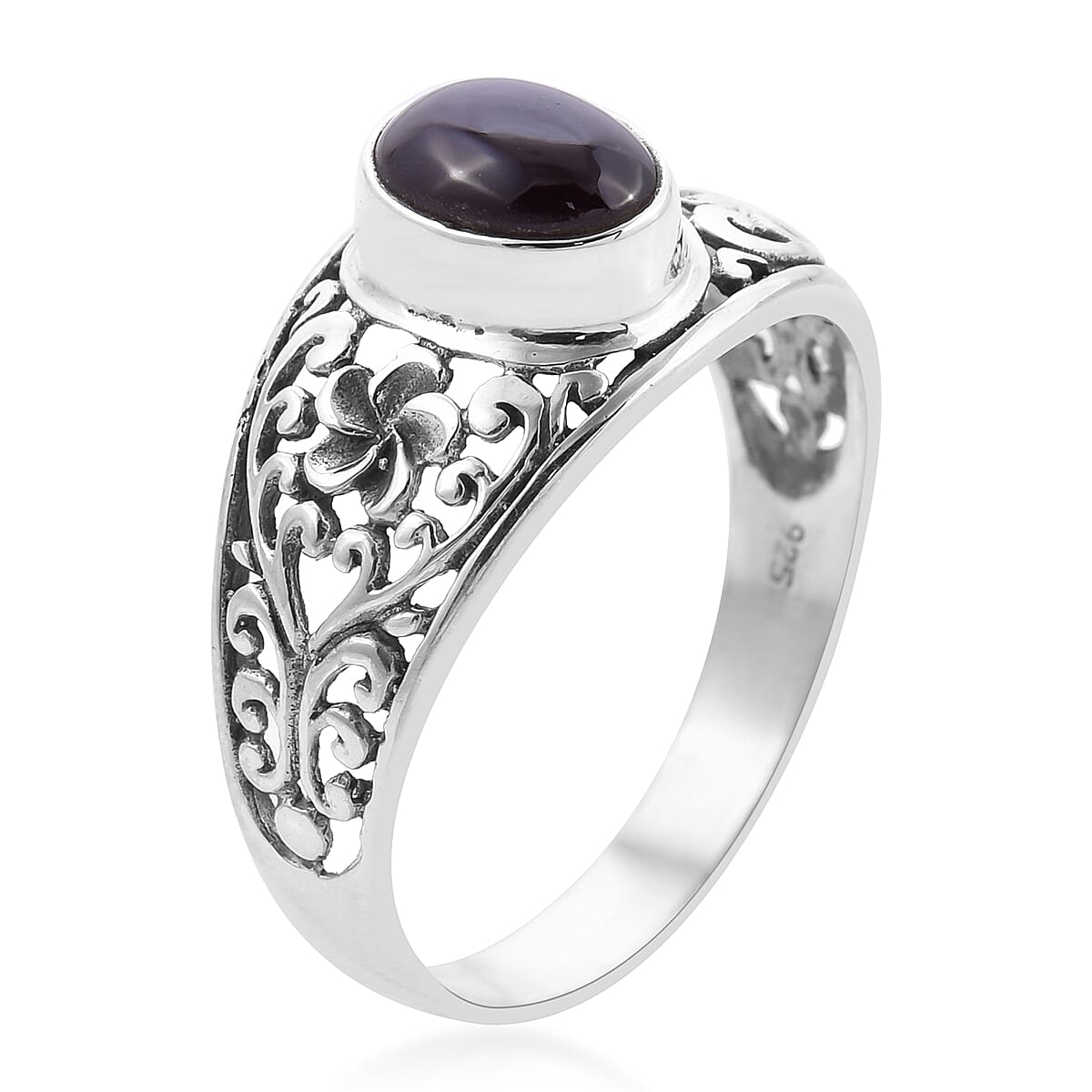 Royal Bali Collection - Star Garnet Ring in Sterling Silver 3.12 Ct.