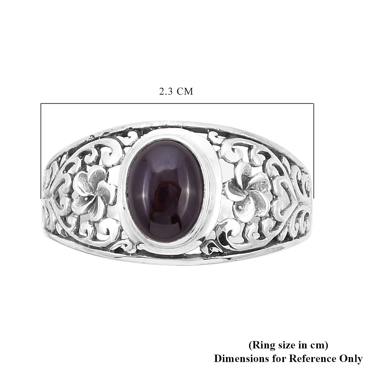 Royal Bali Collection - Star Garnet Ring in Sterling Silver 3.12 Ct.