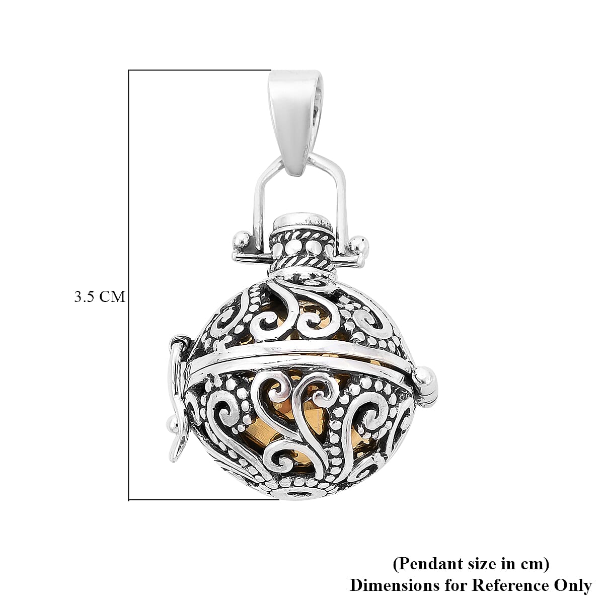 Royal Bali Collection - Ethiopian Welo Opal Harmony Ball Pendant in Yellow Gold Overlay Sterling Silver, Silver wt. 9.70 Gms