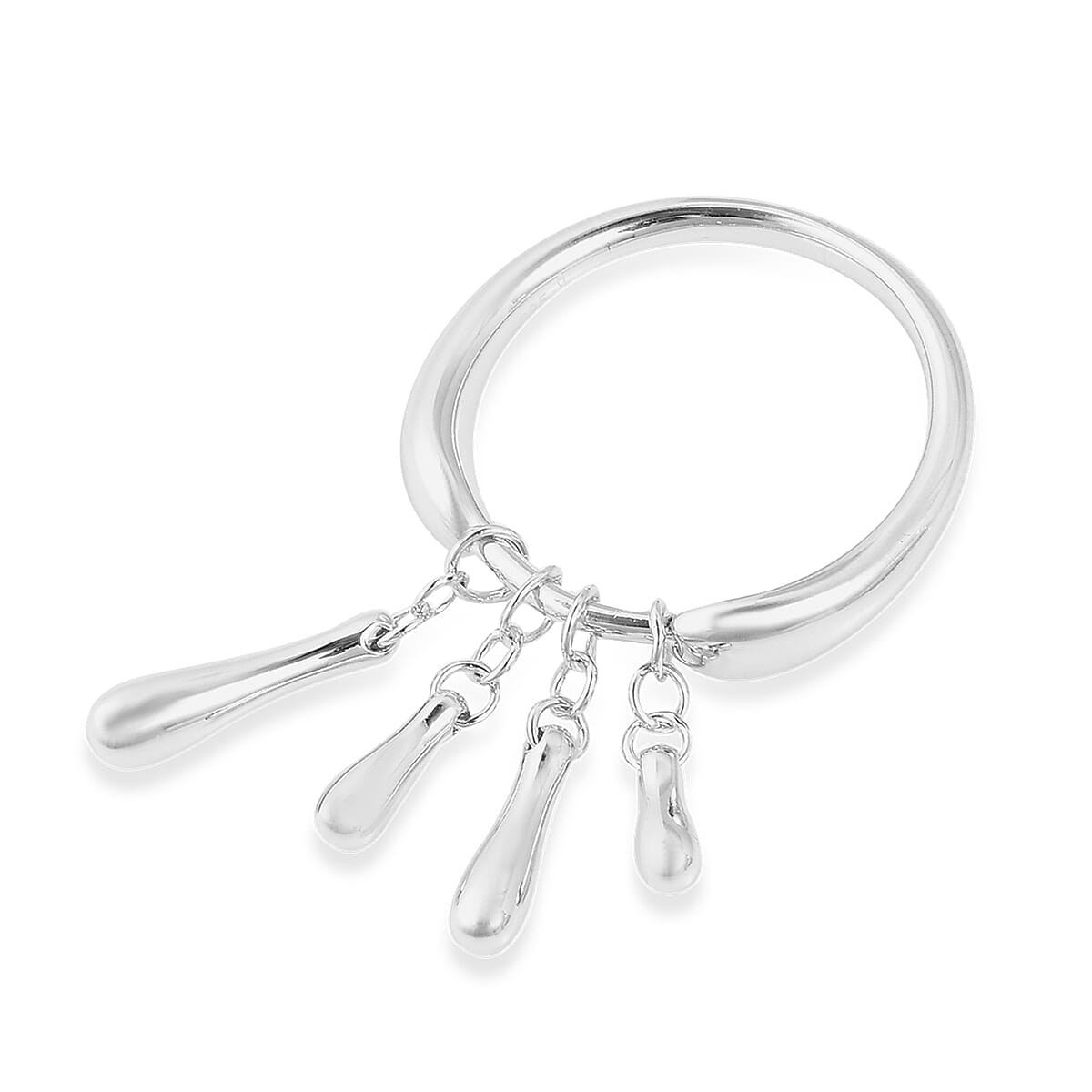 LucyQ Dangling Drip Ring in Rhodium Overlay Sterling Silver