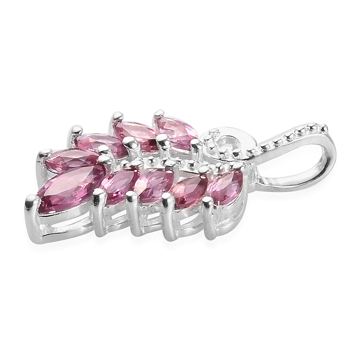 Lotus Garnet Cluster Leaf Pendant in Sterling Silver 1.00 Ct.