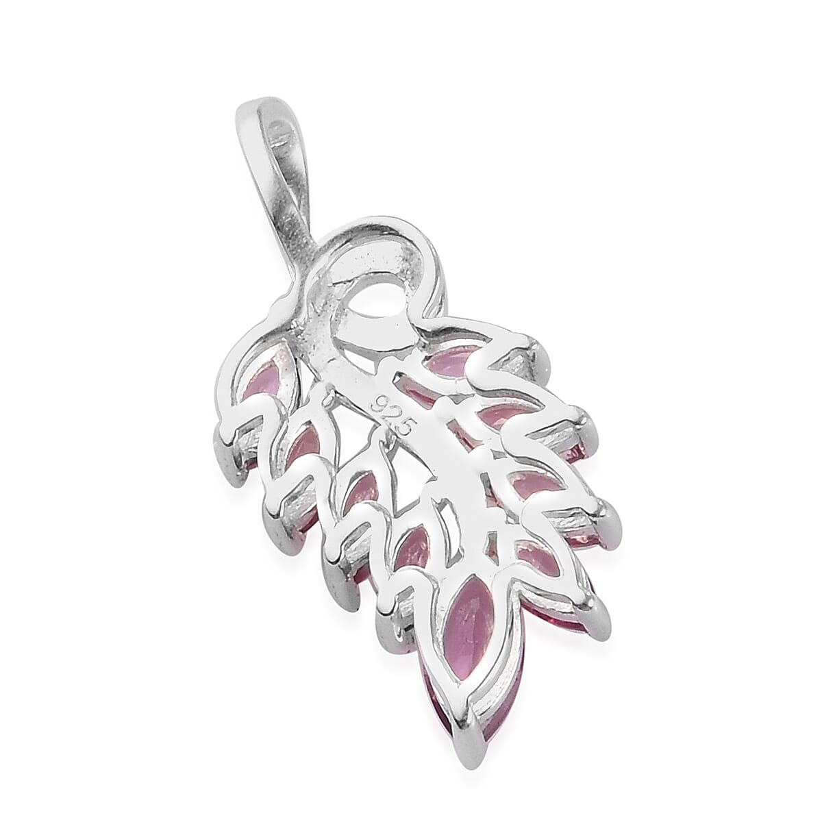 Lotus Garnet Cluster Leaf Pendant in Sterling Silver 1.00 Ct.