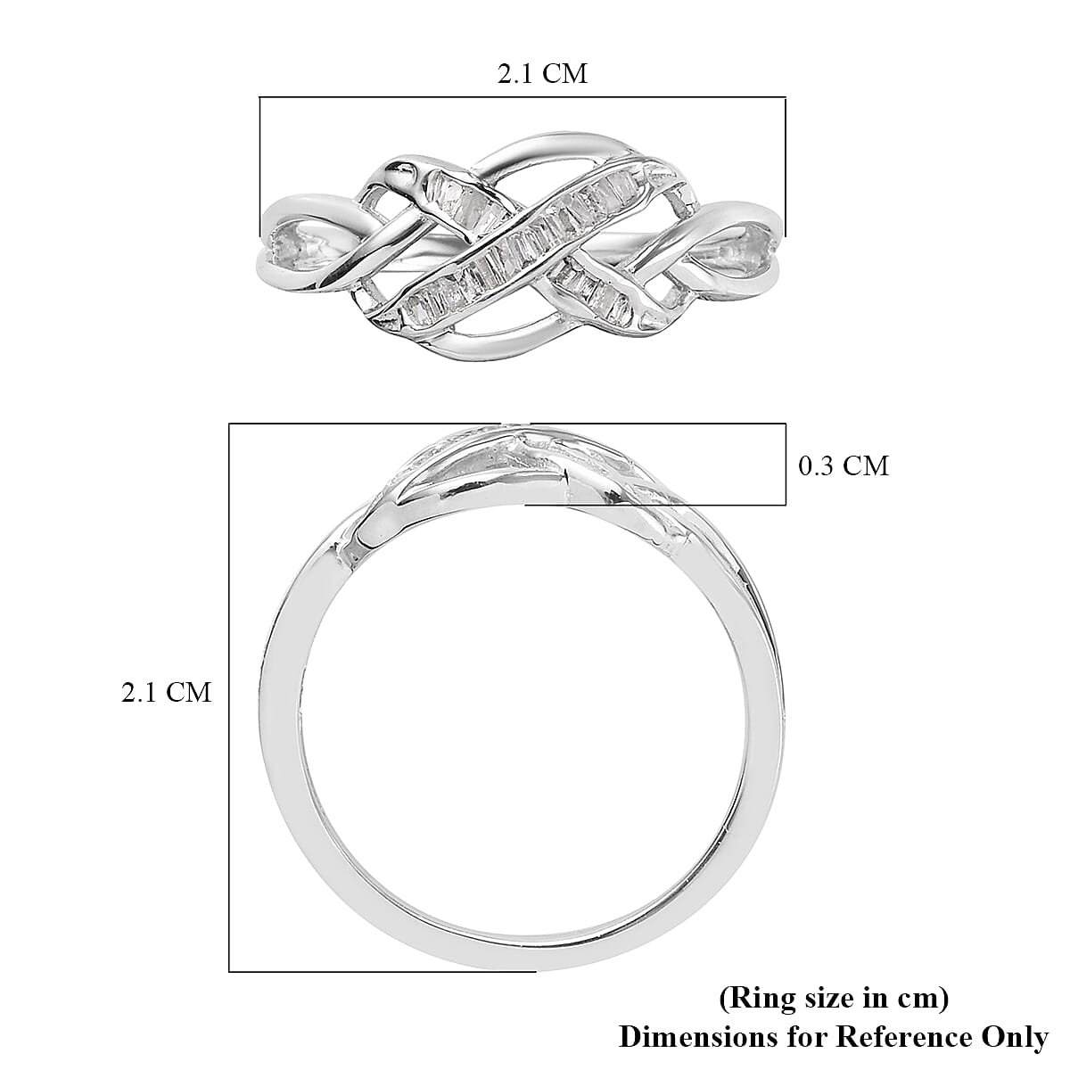 One Time Deal-Natural White Diamond Celtic Knot Ring in Platinum Overlay Sterling Silver