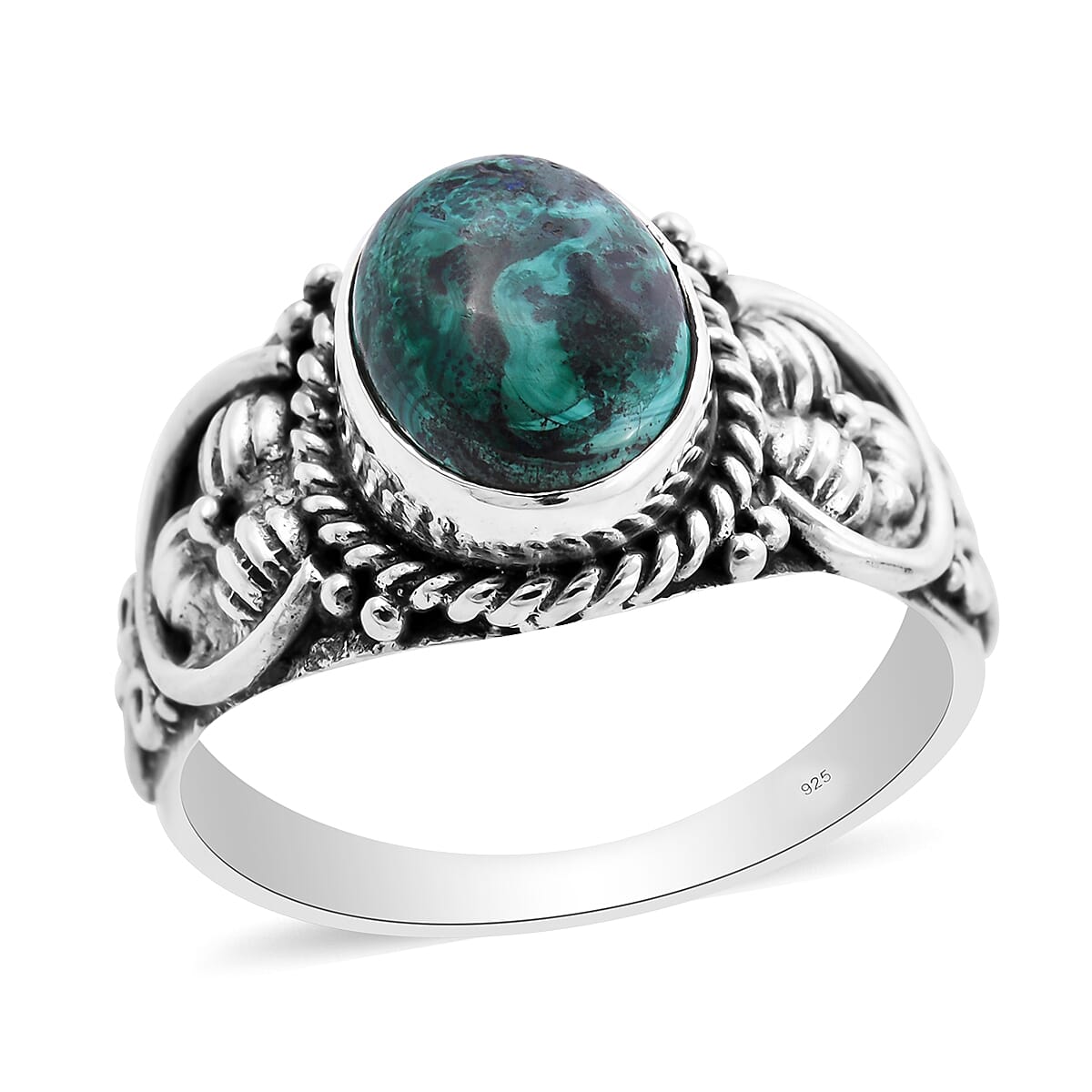 Royal Bali Collection - Azurite Malachite Ring in Sterling Silver 3.11 Ct.