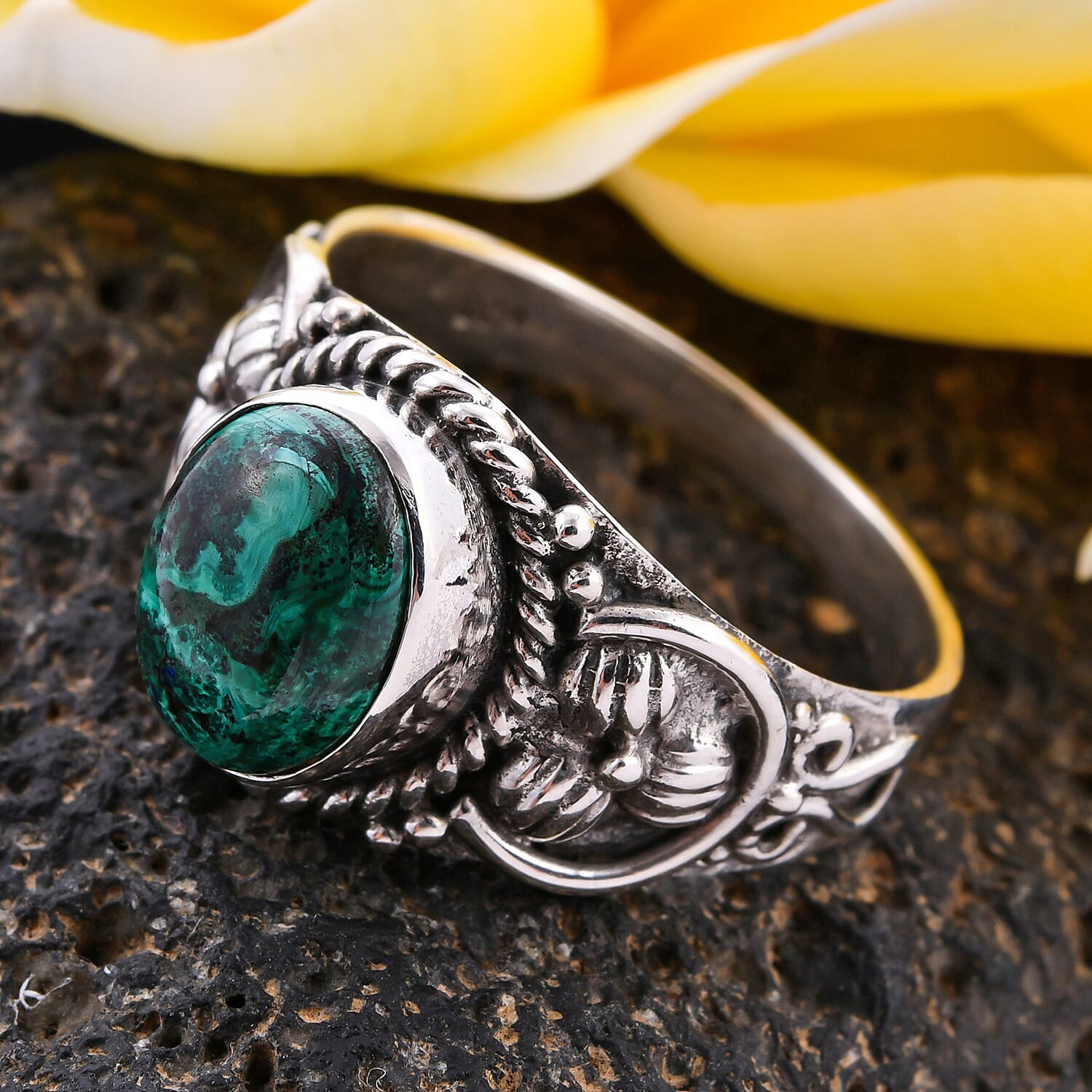 Royal Bali Collection - Azurite Malachite Ring in Sterling Silver 3.11 Ct.