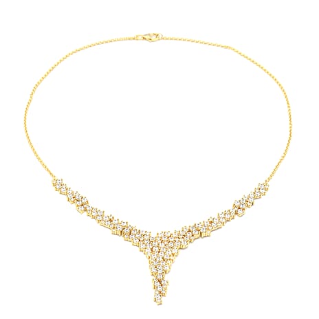 Lustro Stella Yellow Gold Vermeil Overlay Sterling Silver Necklace (Size 18) Made with Finest CZ 20.50 Ct, Silver Wt 16.22 Gms