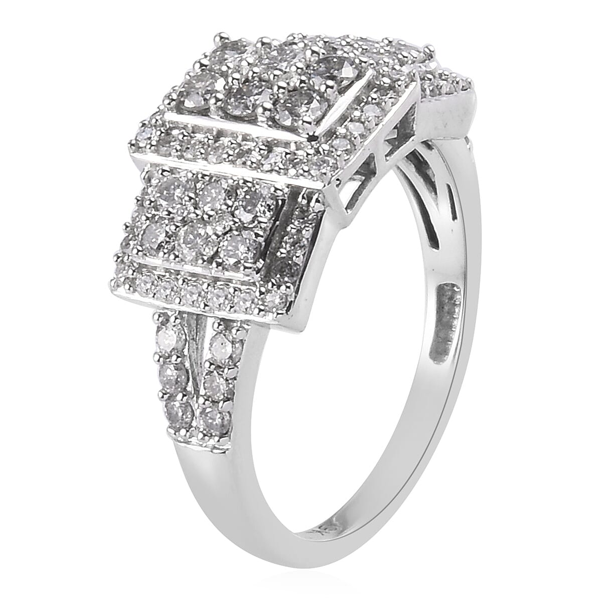 9K White Gold SGL Certified Diamond (I3/G-H) Ring 1.00 Ct.