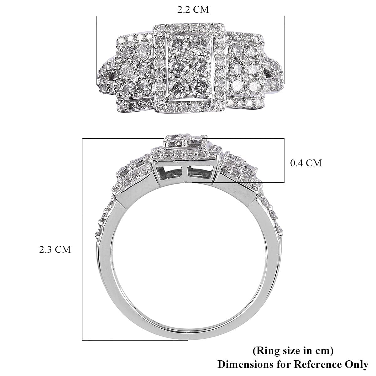 9K White Gold SGL Certified Diamond (I3/G-H) Ring 1.00 Ct.