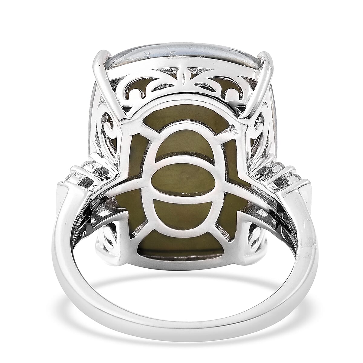 Collectors Edition Australian Boulder Opal (20x15mm), Natural Cambodian Zircon Ring in Rhodium Overlay Sterling Silver