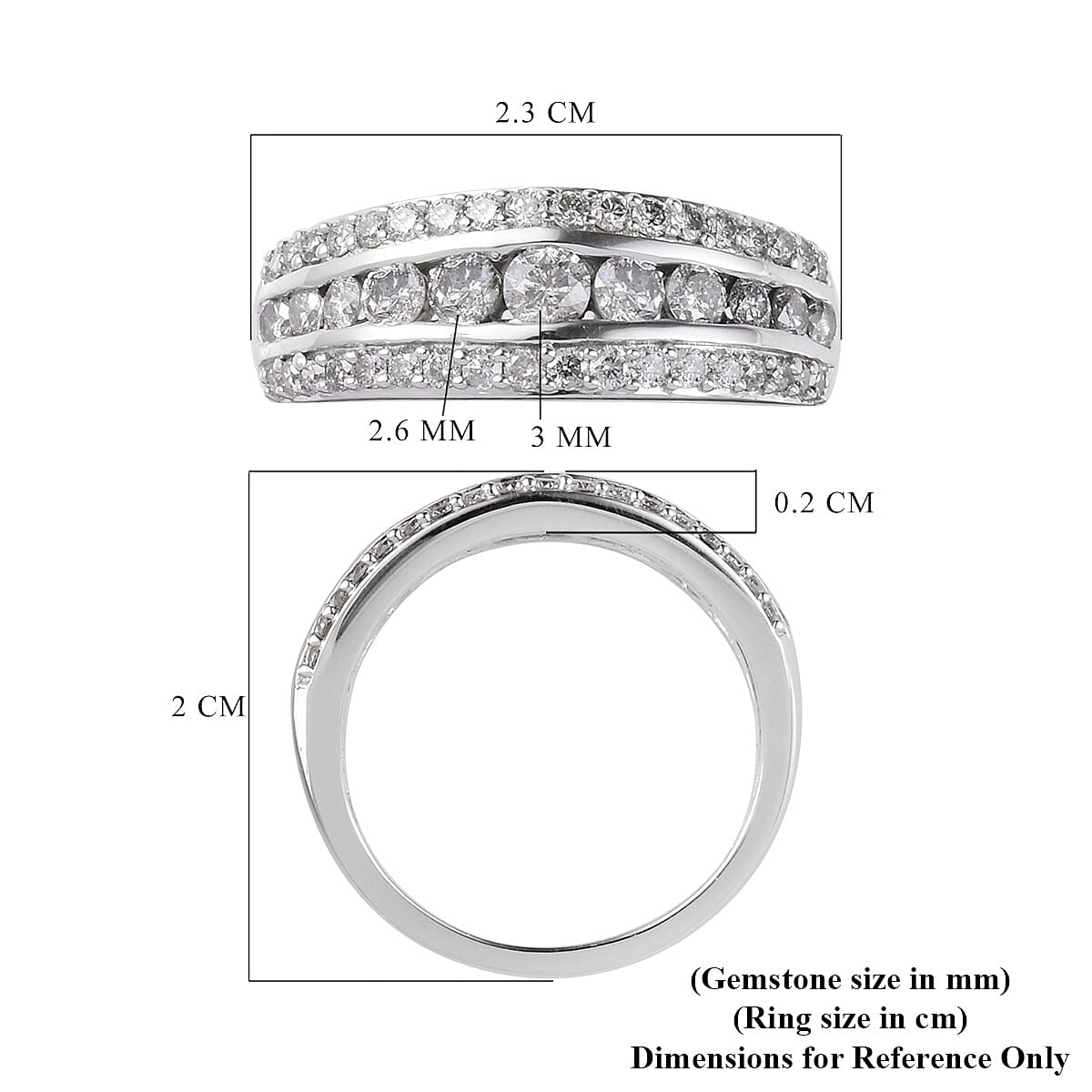 9K White Gold SGL Certified Diamond (I3/G-H) Band Ring 1.00 Ct.