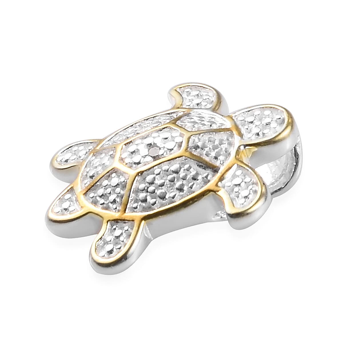 Diamond Turtle Pendant in Sterling Silver