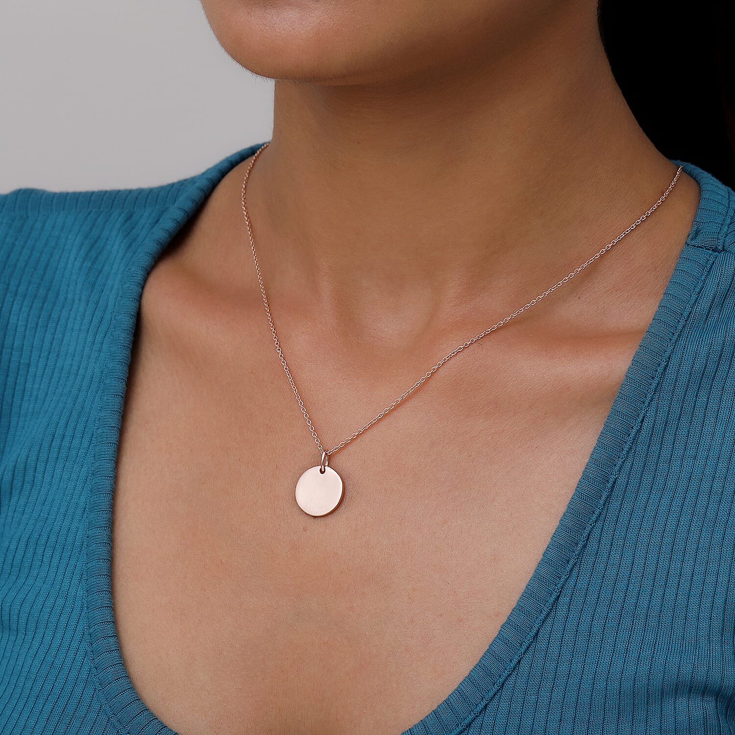 Rose Gold Overlay Sterling Silver Pendant with Chain (Size 18)