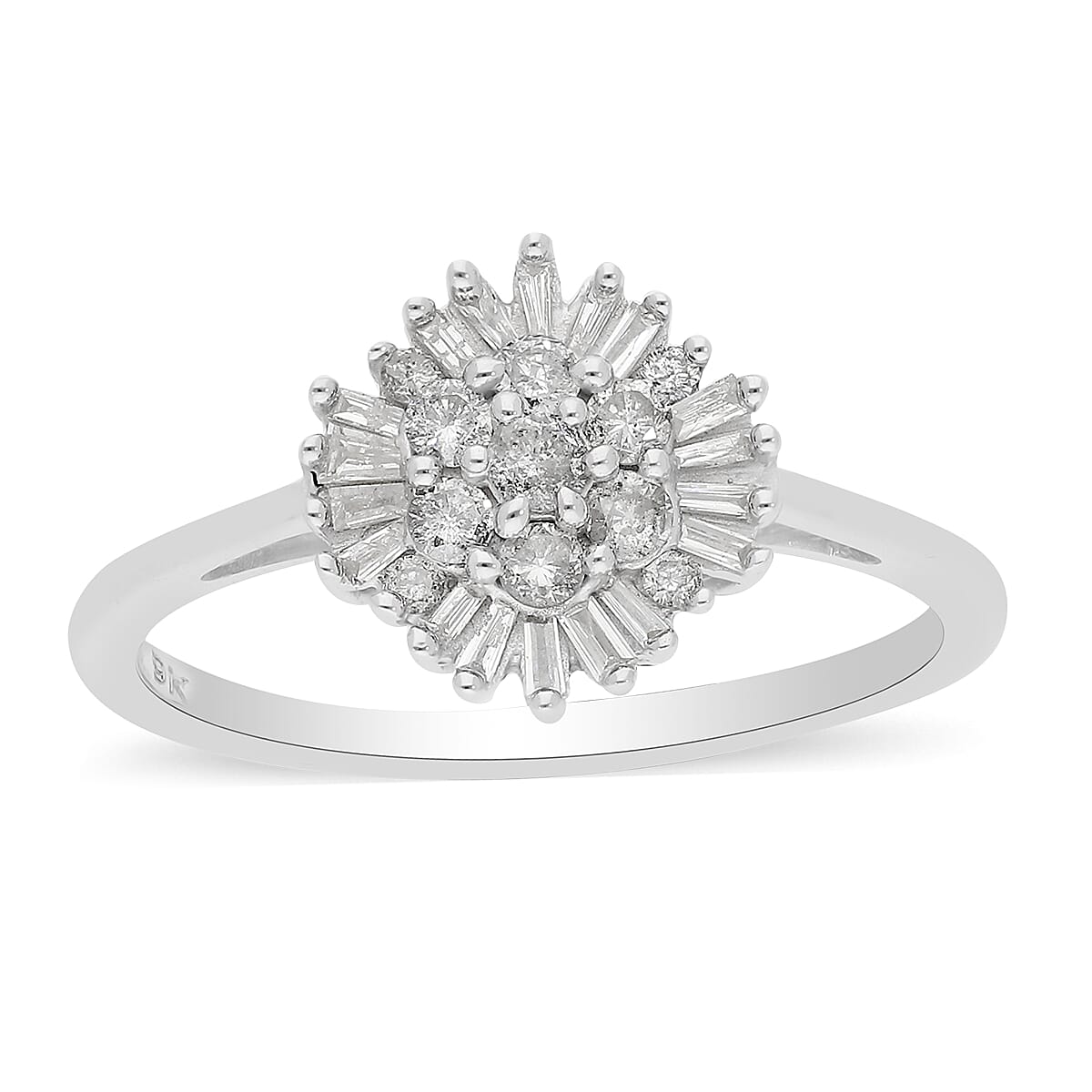 9K White Gold SGL Certified Diamond (I3/G-H) Ring 0.50 Ct.