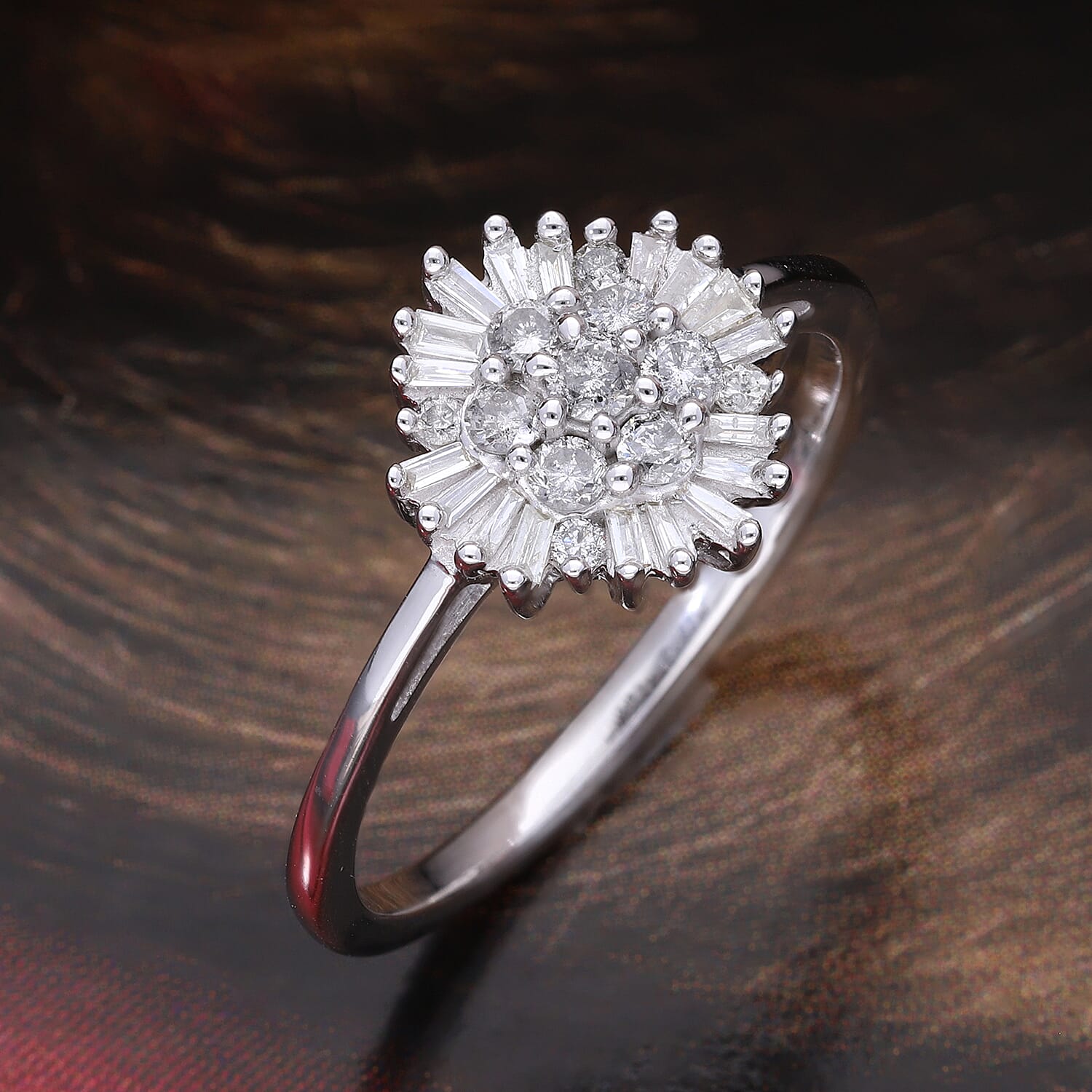 9K White Gold SGL Certified Diamond (I3/G-H) Ring 0.50 Ct.