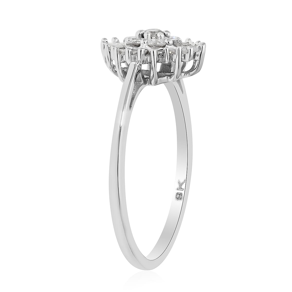 9K White Gold SGL Certified Diamond (I3/G-H) Ring 0.50 Ct.