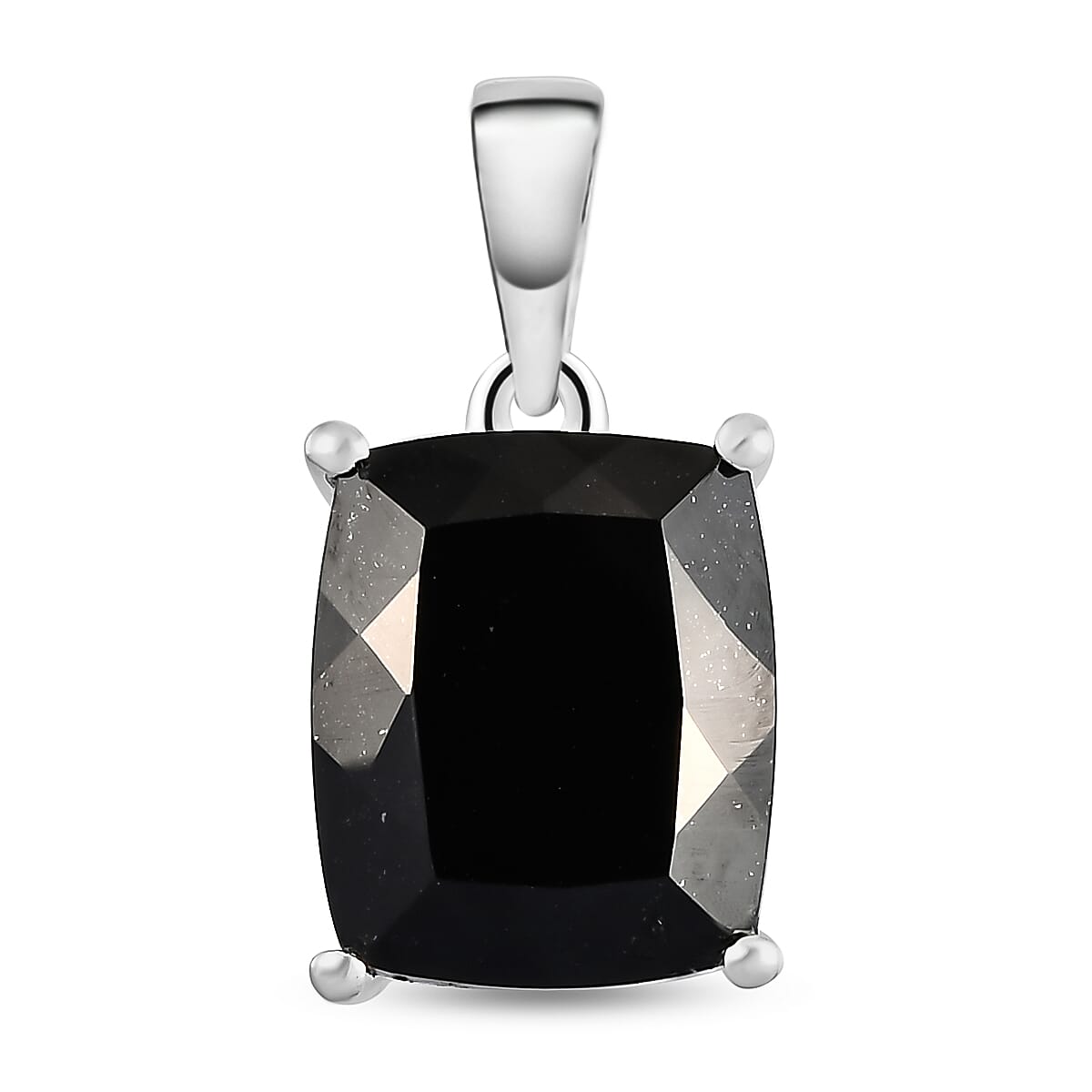 Black Tourmaline Solitaire Pendant in Sterling Silver 5.71 Ct.