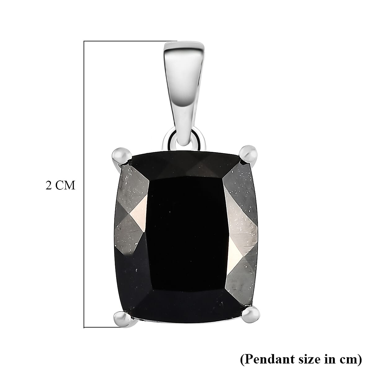Black Tourmaline Solitaire Pendant in Sterling Silver 5.71 Ct.