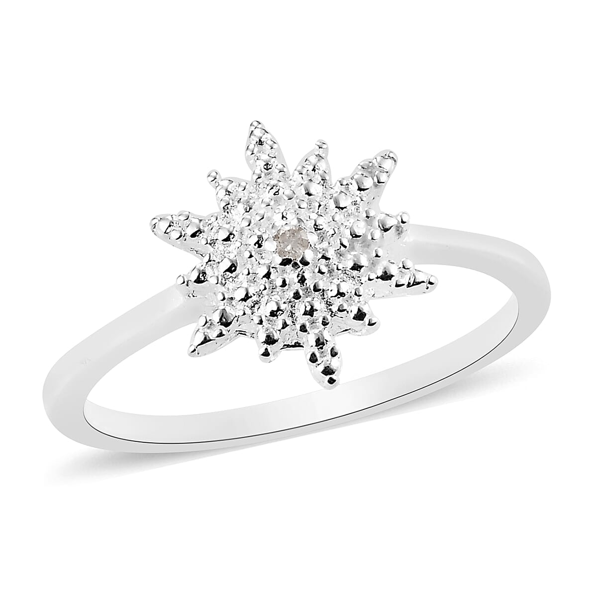Diamond Starburst Ring in Sterling Silver