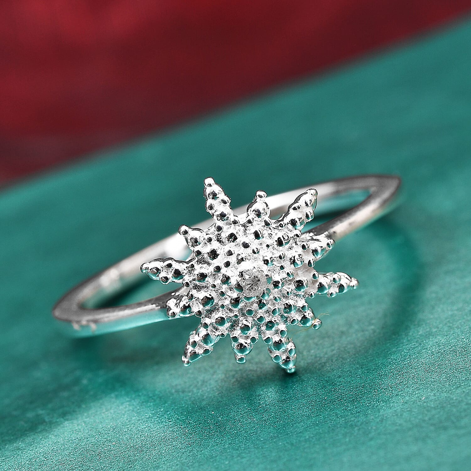 Diamond Starburst Ring in Sterling Silver