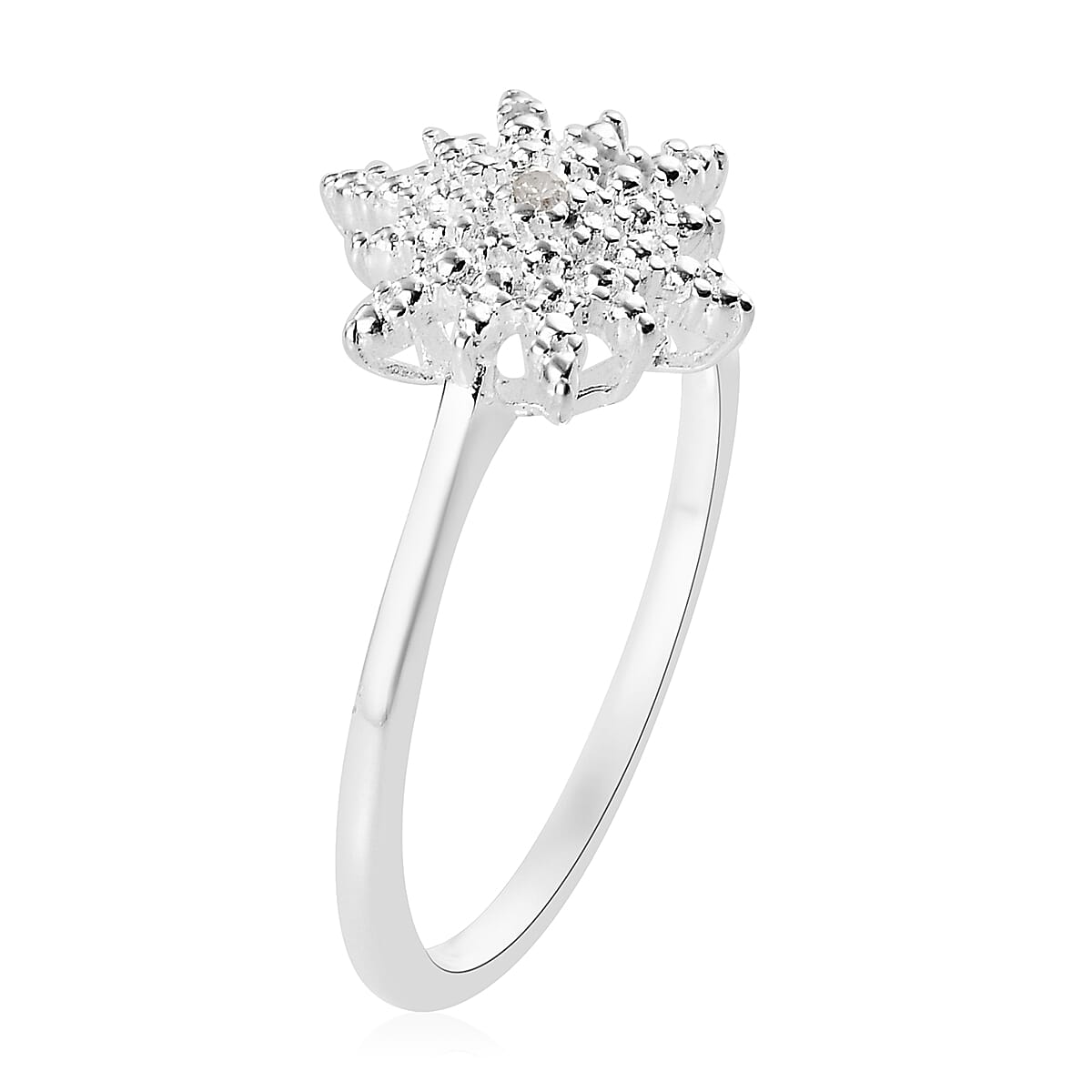 Diamond Starburst Ring in Sterling Silver