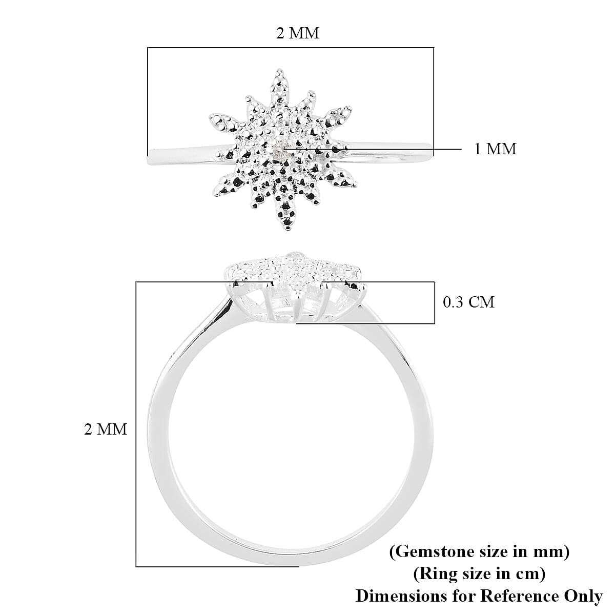 Diamond Starburst Ring in Sterling Silver