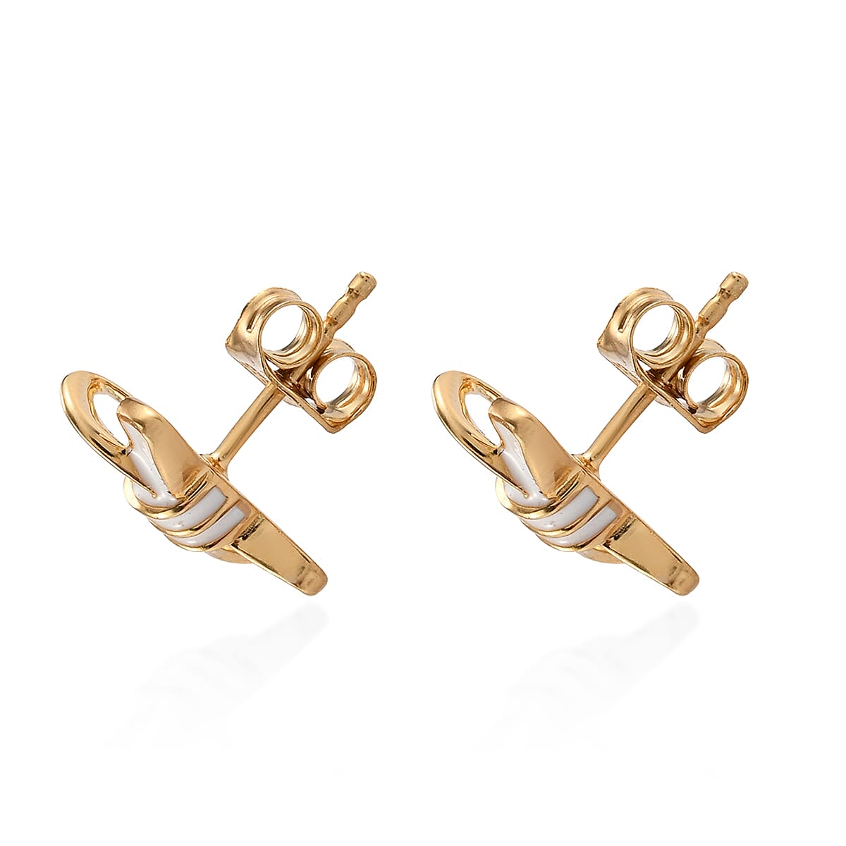 14K Gold Overlay Sterling Silver Bow Enamelled Stud Earrings (with Push Back)
