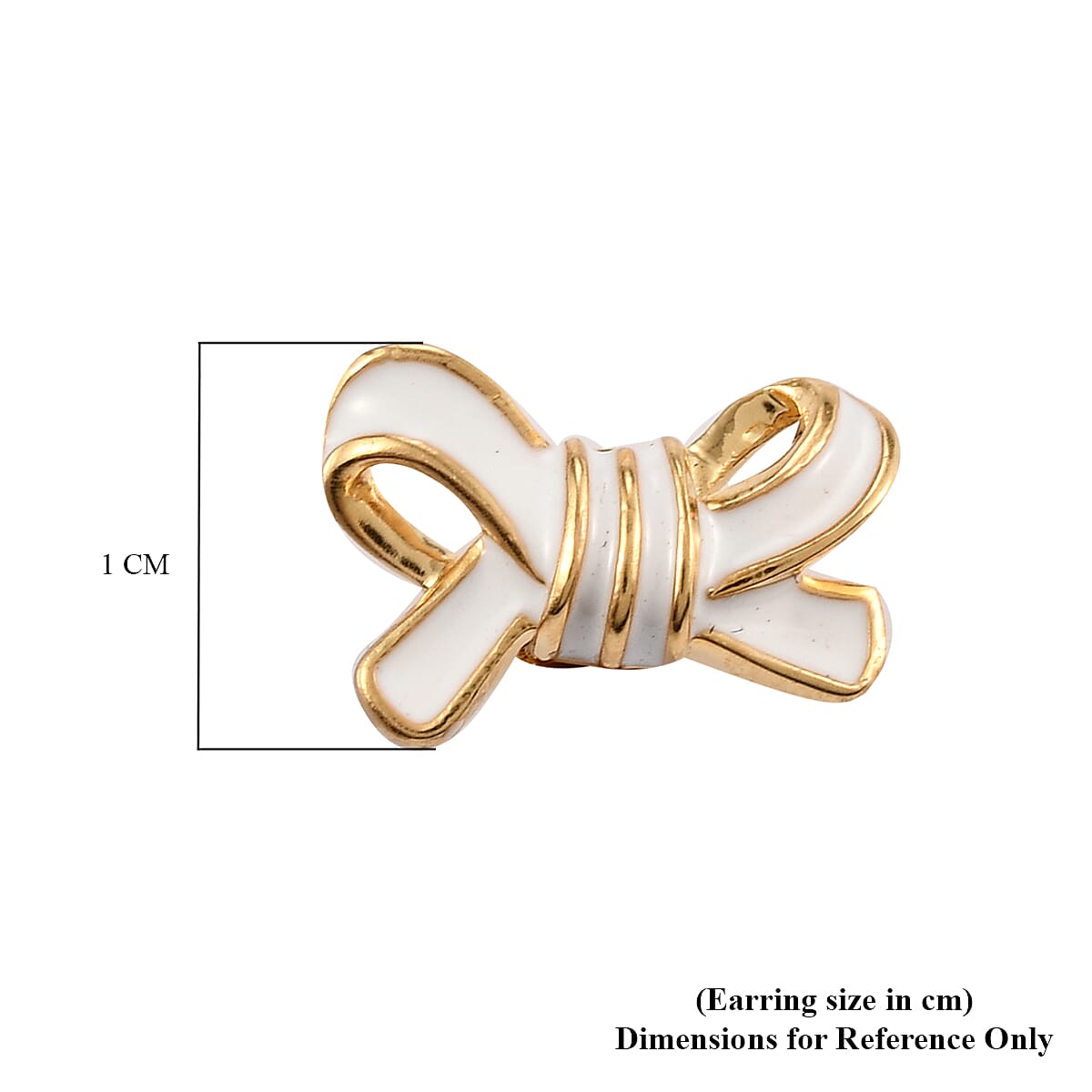 14K Gold Overlay Sterling Silver Bow Enamelled Stud Earrings (with Push Back)