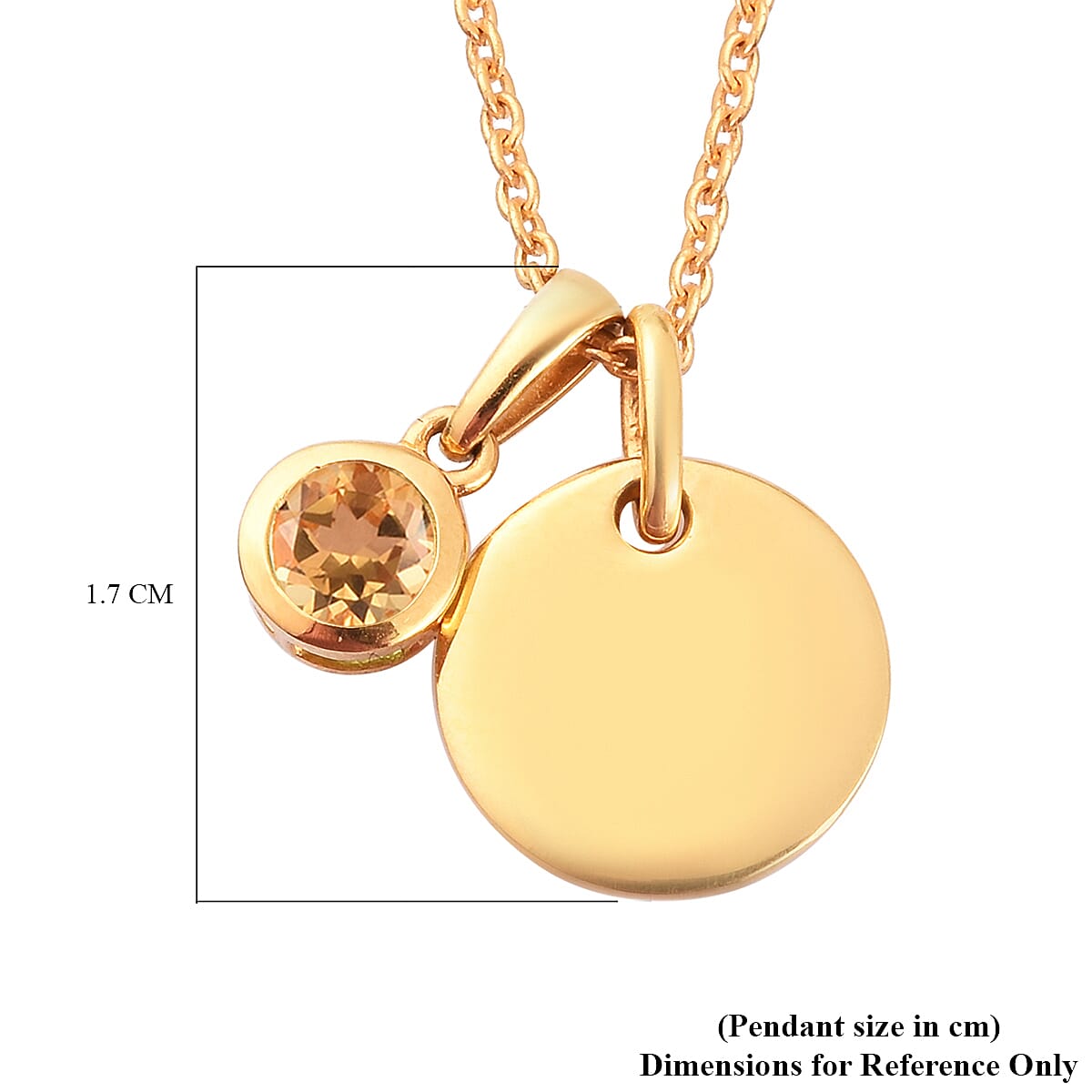 Brazilian Citrine (0.38 Ct) 14K Gold Overlay 14K Gold Overlay Sterling Silver 2 Pcs Pendant With Chain Set  0.383  Ct.