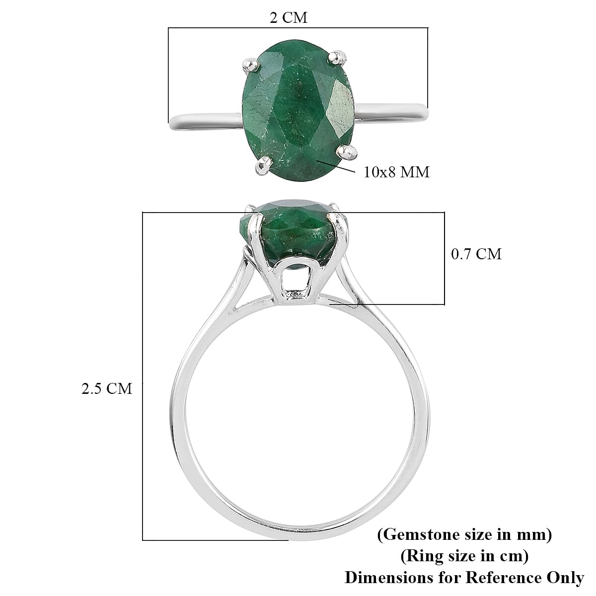 Green Corundum Solitaire Ring in Sterling Silver 3.75 Ct.