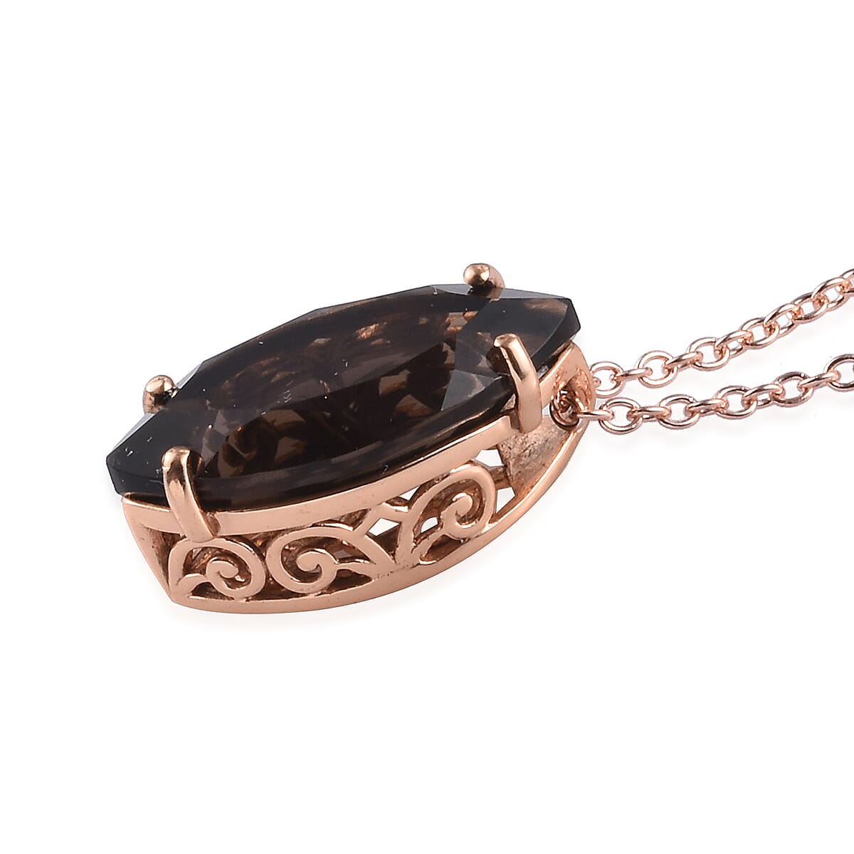 Smoky Quartz Pendant with Chain (Size 20) in Bronze Tone Stainless Steel 10.50 ct.