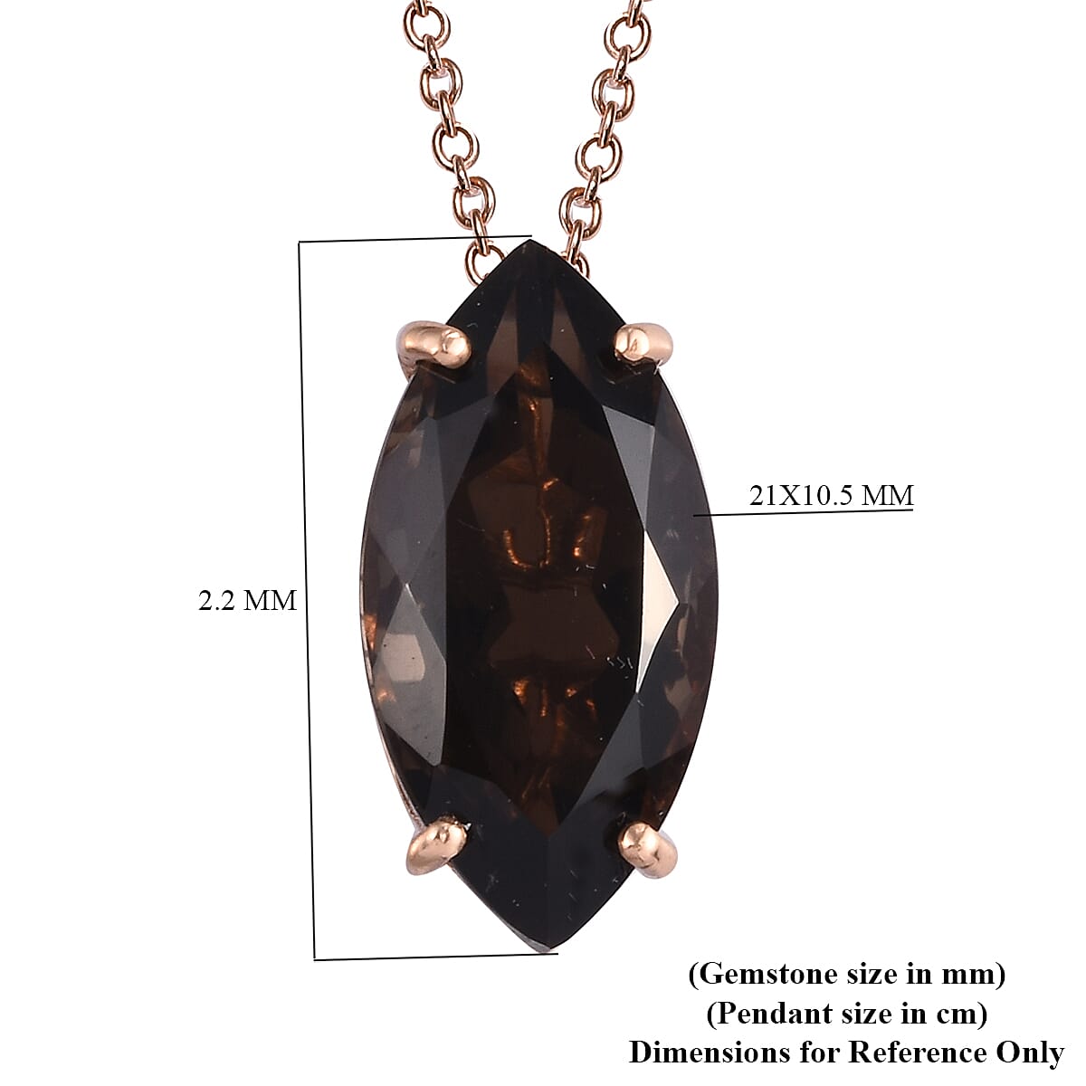 Smoky Quartz Pendant with Chain (Size 20) in Bronze Tone Stainless Steel 10.50 ct.