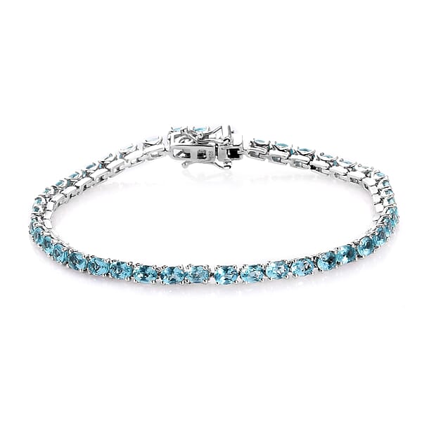 8 Ct. Paraibe Apatite Tennis Bracelet in Platinum Plated Sterling ...