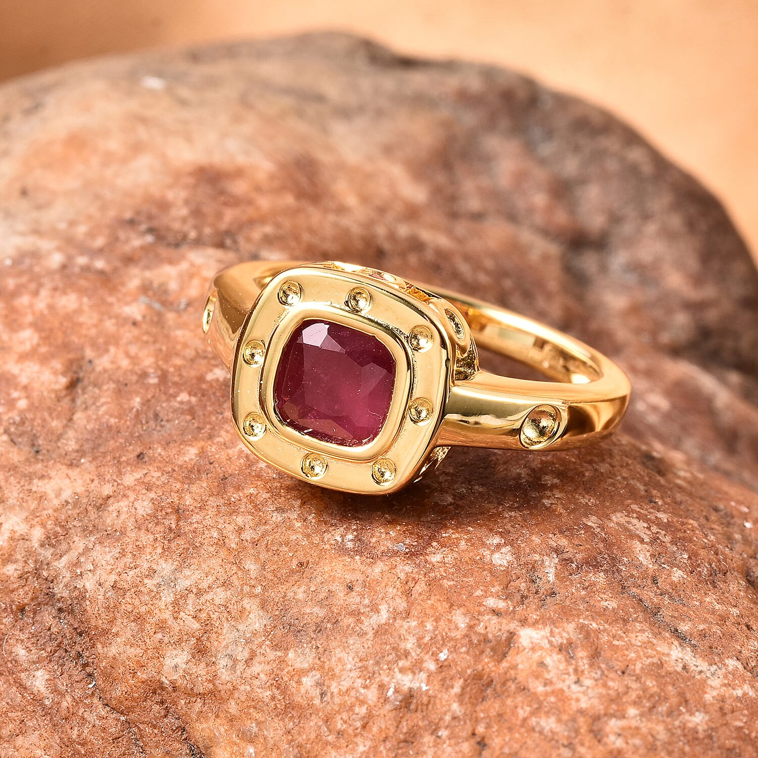 RACHEL GALLEY Ruby Journey of Life Theme Ring in Yellow Gold Overlay Sterling Silver 1.17 Ct.