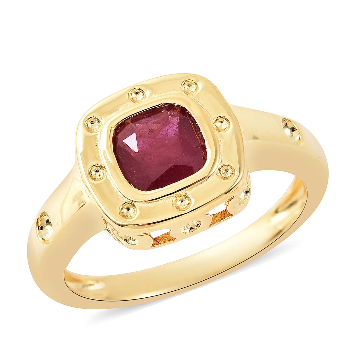RACHEL GALLEY Ruby Journey of Life Theme Ring in Yellow Gold Overlay Sterling Silver 1.17 Ct.