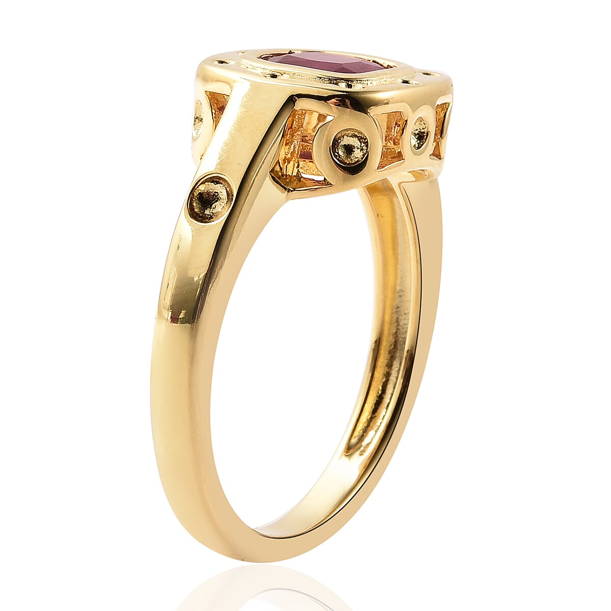 RACHEL GALLEY Ruby Journey of Life Theme Ring in Yellow Gold Overlay Sterling Silver 1.17 Ct.